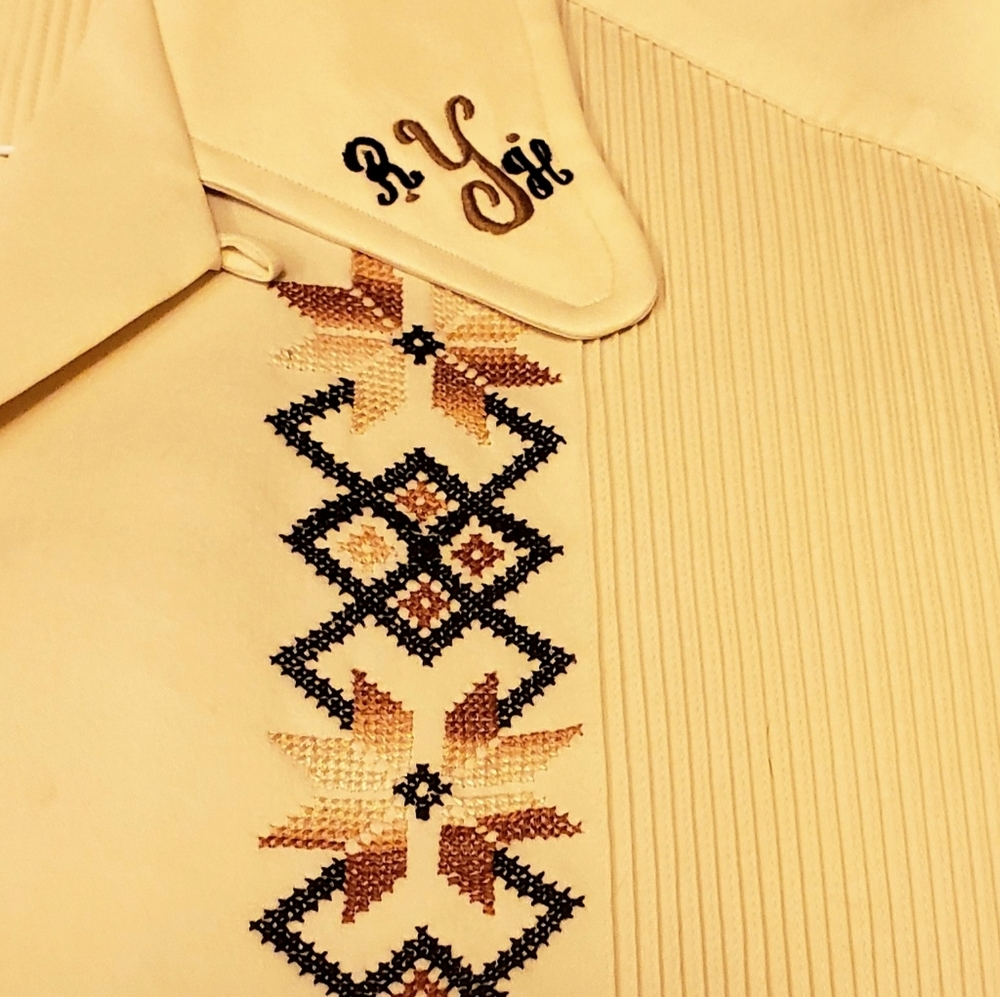 Vintage 70's XL 44 shirt/jacket w/embroidery